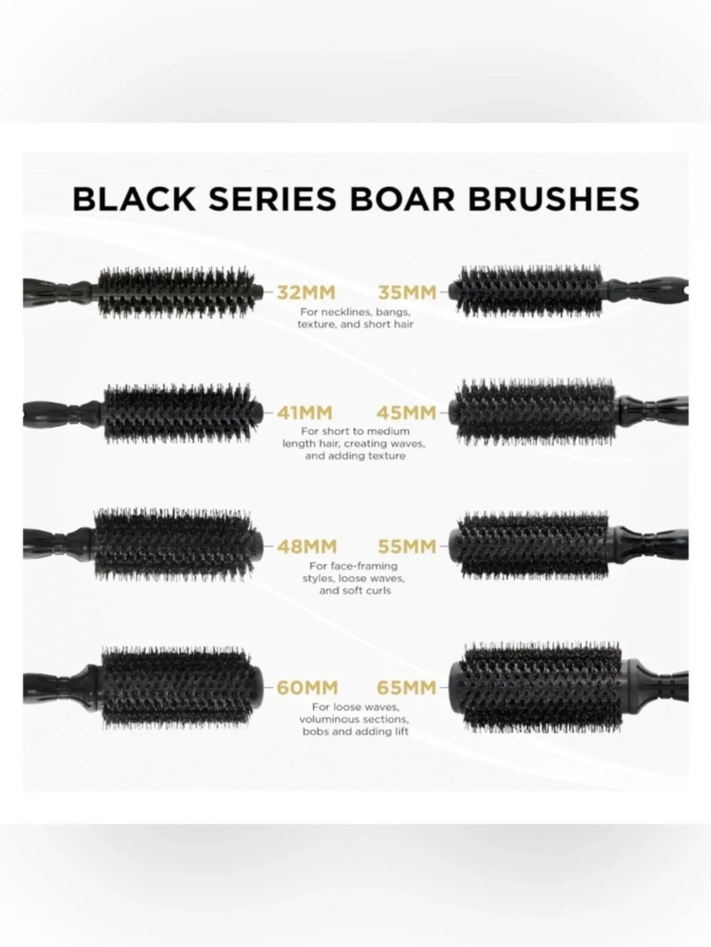 COCCO Round Brush Black Series Ceramic Boar Brush - Black Size 1 32mm #UC8-1